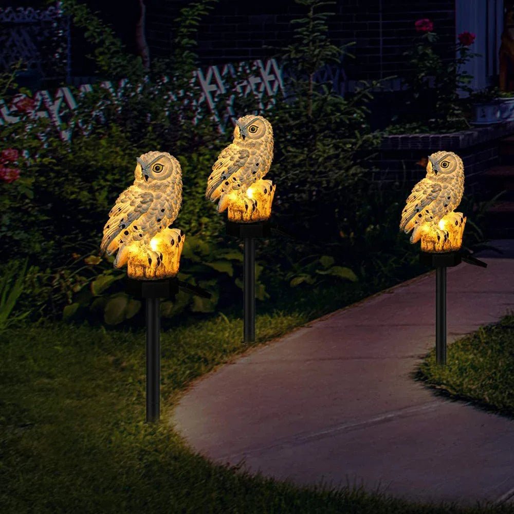 Lampe Jardin Solaire - LEDGardenStick™ - Hibou Blanc - PassionJardinier