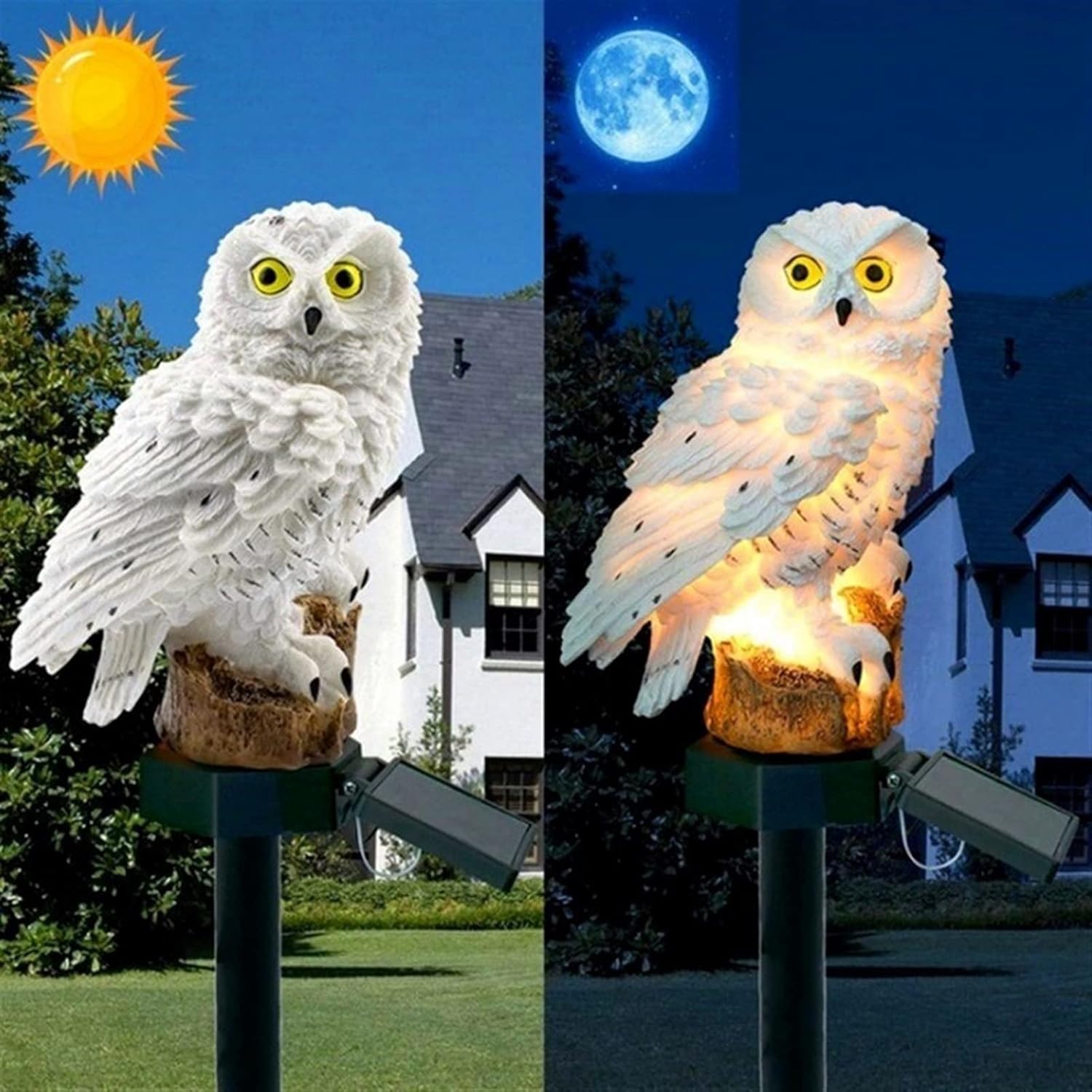 Lampe Jardin Solaire - LEDGardenStick™ - Hibou Blanc - PassionJardinier