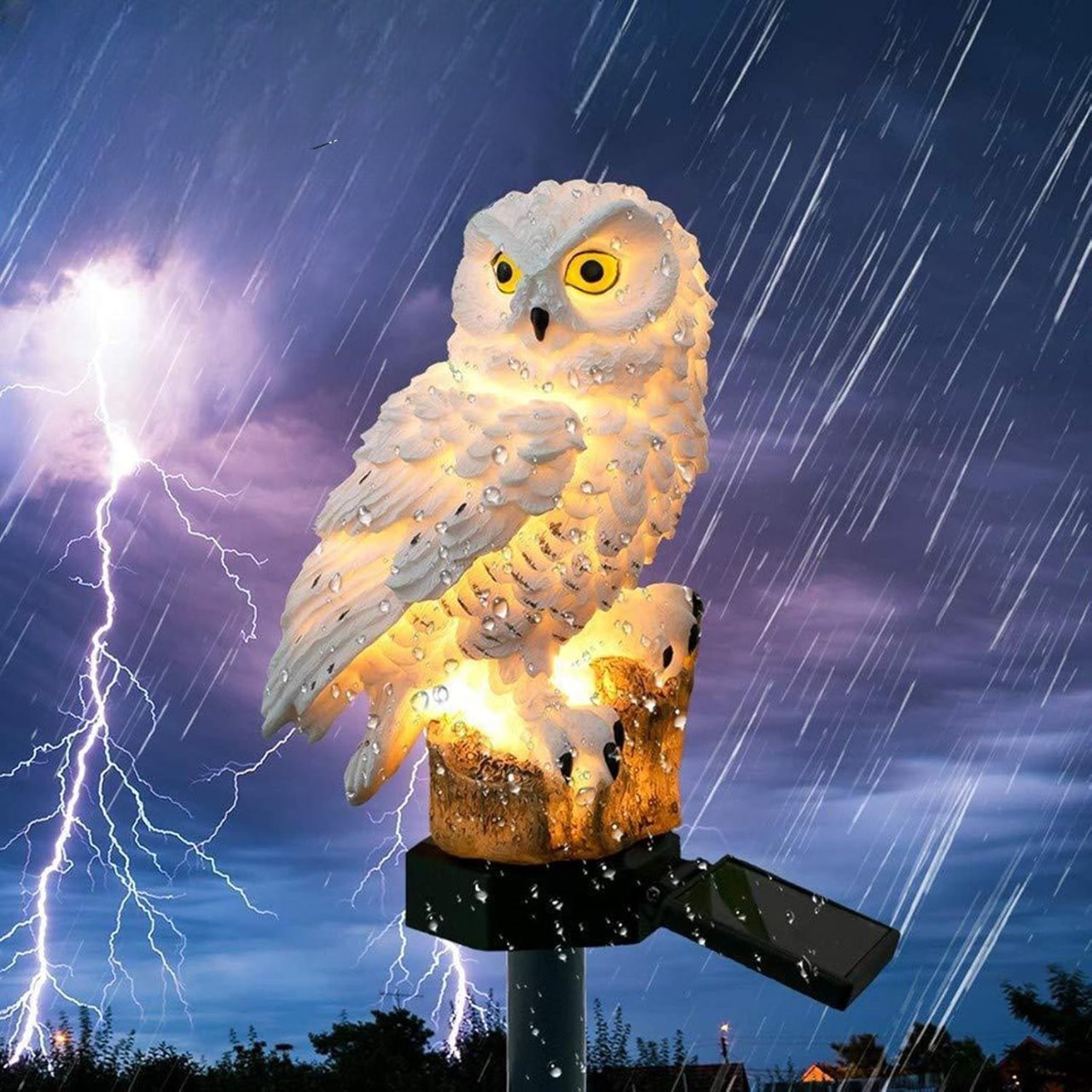 Lampe Jardin Solaire - LEDGardenStick™ - Hibou Blanc - PassionJardinier