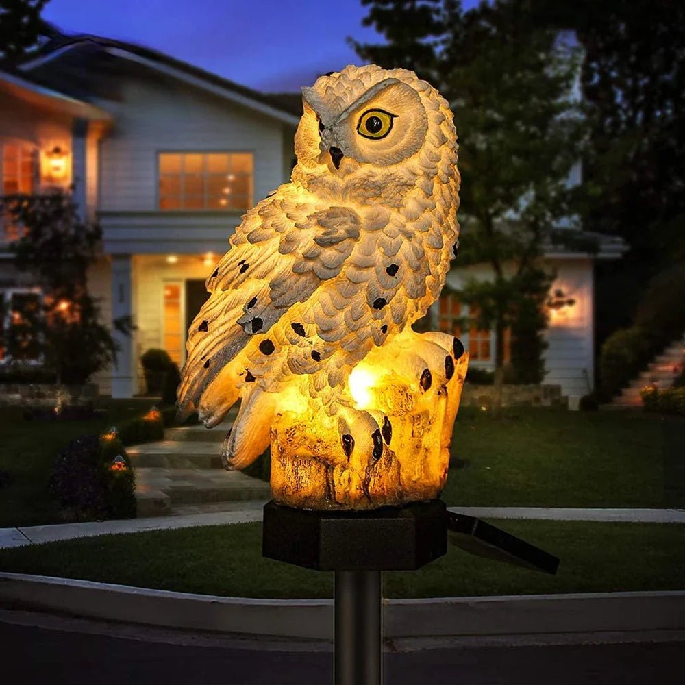 Lampe Jardin Solaire - LEDGardenStick™ - Hibou Blanc - PassionJardinier