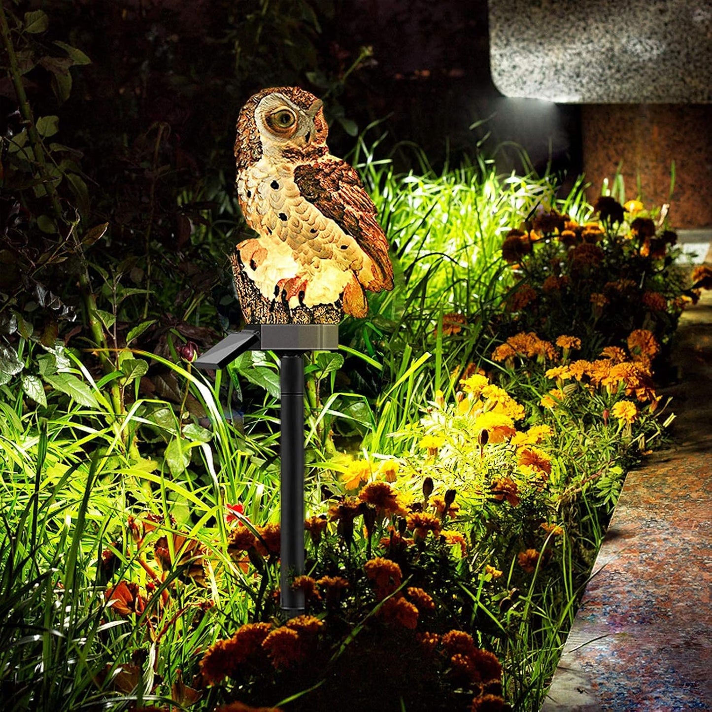 Lampe Jardin Solaire - LEDGardenStick™ - Hibou Marron - PassionJardinier